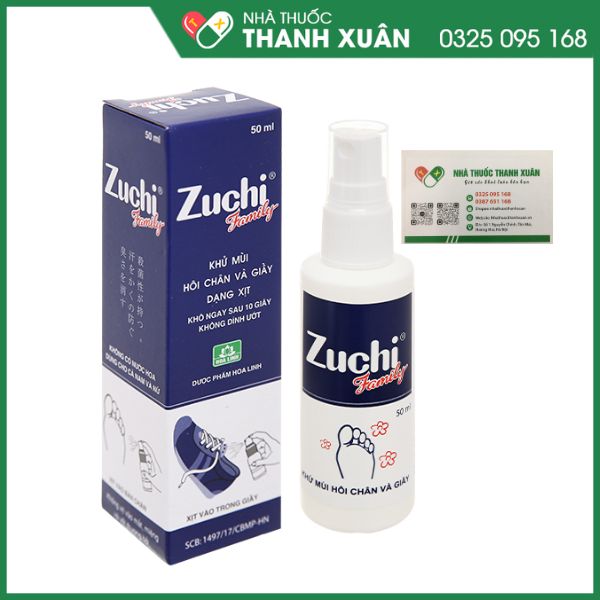 Zuchi Family xịt khử mùi hôi chân và giày chai 50ml